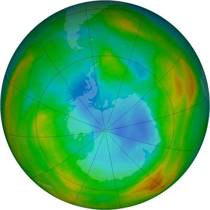Antarctic ozone map for 20 August 1983